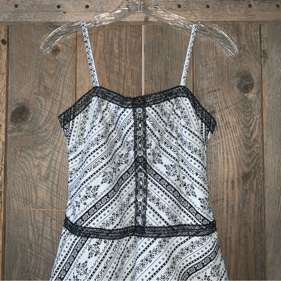 Women’s 3 Vintage MY MICHELLE White Black Floral Spaghetti Strap Sundress EXC - Picture 2 of 16